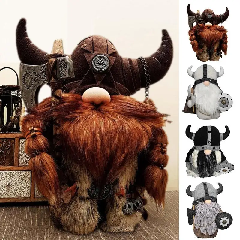 Nor dic Viking Gnomes Cute And Fun Handmade Exqusite And Durable Viking Warrior Gnome Doll Garden Decor Outdoor Resin Statue