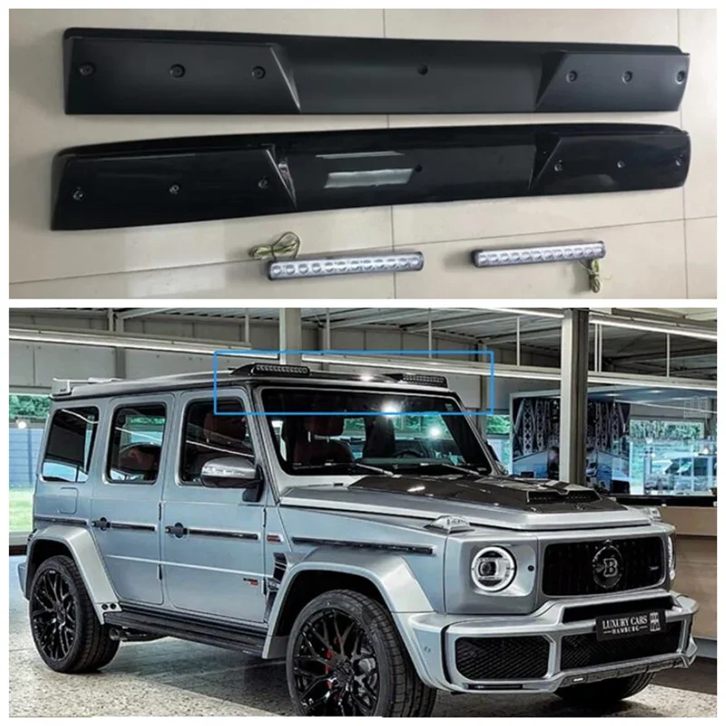 

For Mercedes-Benz W464 G-Class G500 G63 AMG 2019-2023 High Quality Carbon Fiber / FRP Front Roof Wing Lip Spoiler With LED Lamp