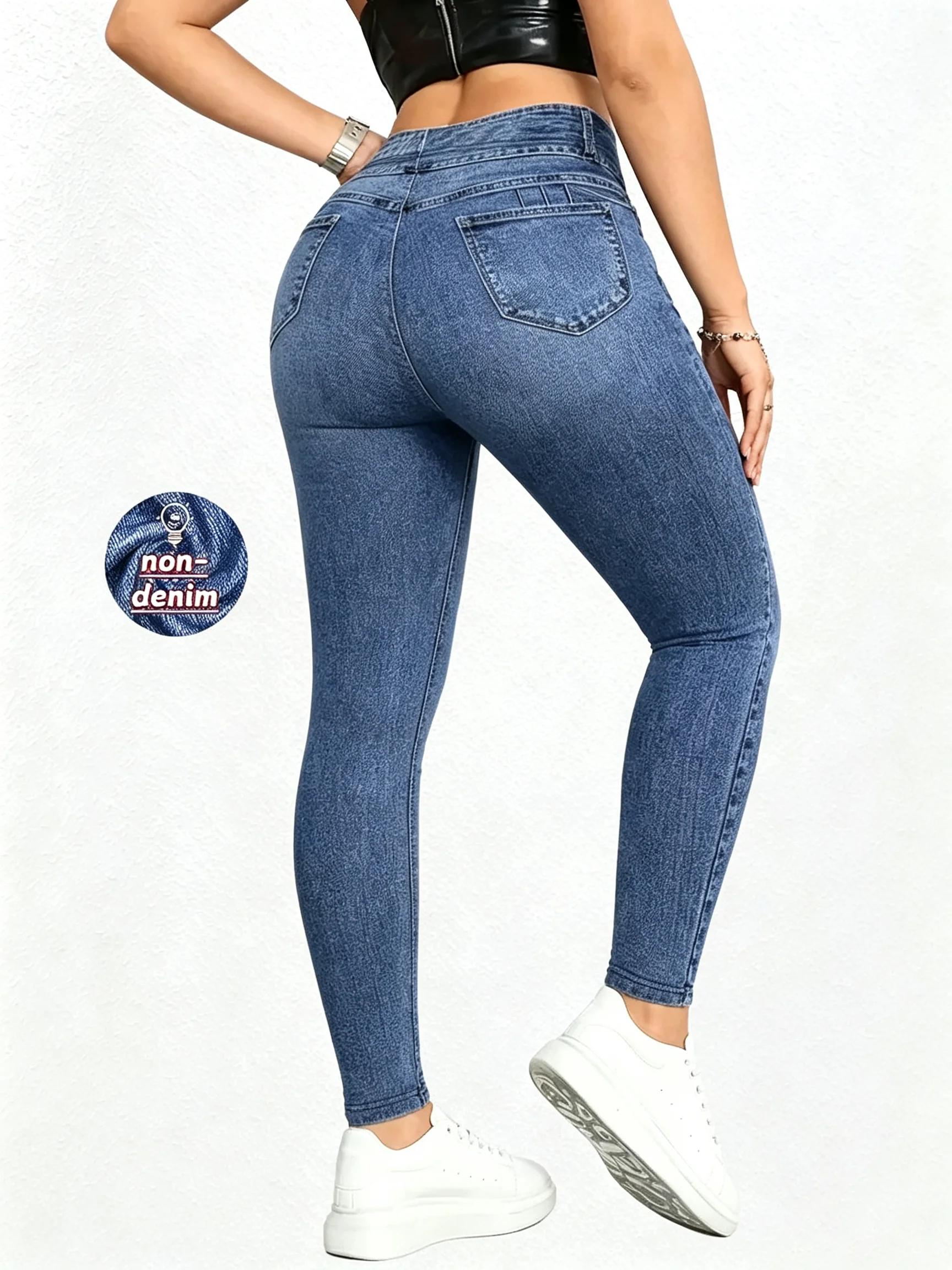 Non-denim Print Yoga Leggings High Waist Hip Lifting Tummy Control Women Slim Fit Pants Fittness Workout Leggings for Streetwear