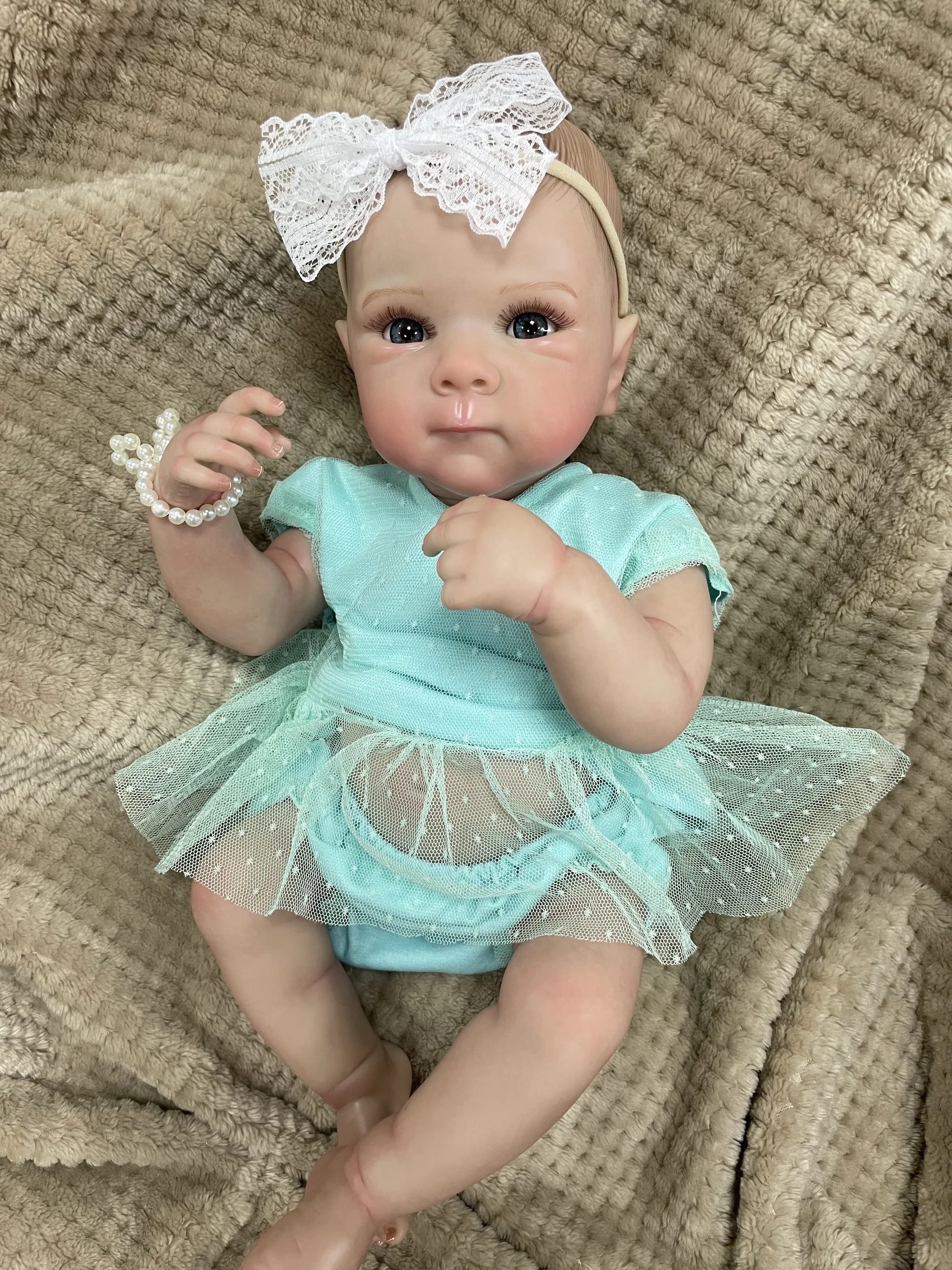 18 Inch Adorable Painted Reborn Doll Bettie Vinyl Newborn Lifelike 3D Skin Visible Veins Collectible Art Dolls