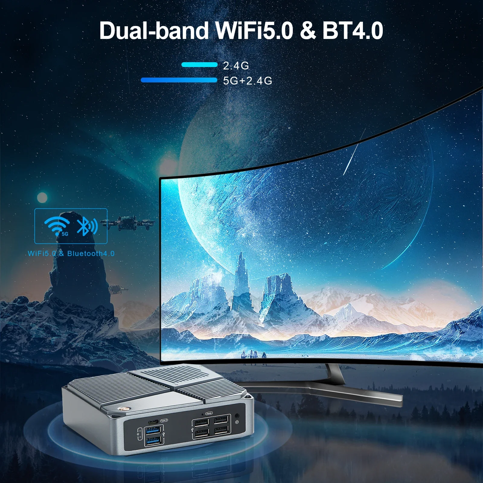 كمبيوتر صغير VNOPN Intel N100/AMD A9-9420 Win10 DDR4 2LAN HDMI + 2 * DP كمبيوتر جيب صغير مزدوج SSD وظيفة كاملة Type-C 4K 60 هرتز