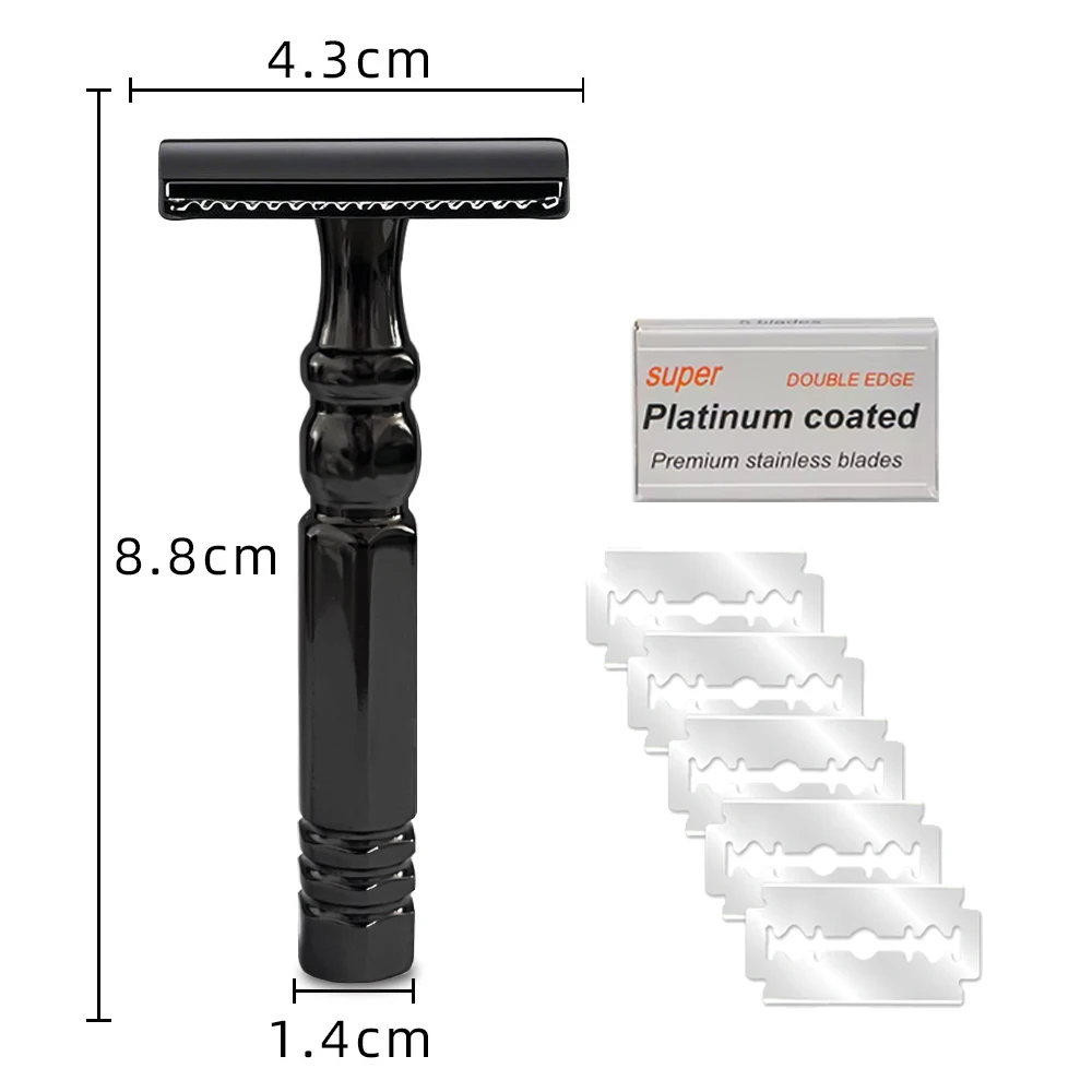 Whityle 10T-2 Brass Material Smoth Shaving Razor Double-edged Blades Short Handle Twin Shaver for Man Hair Removal Tool