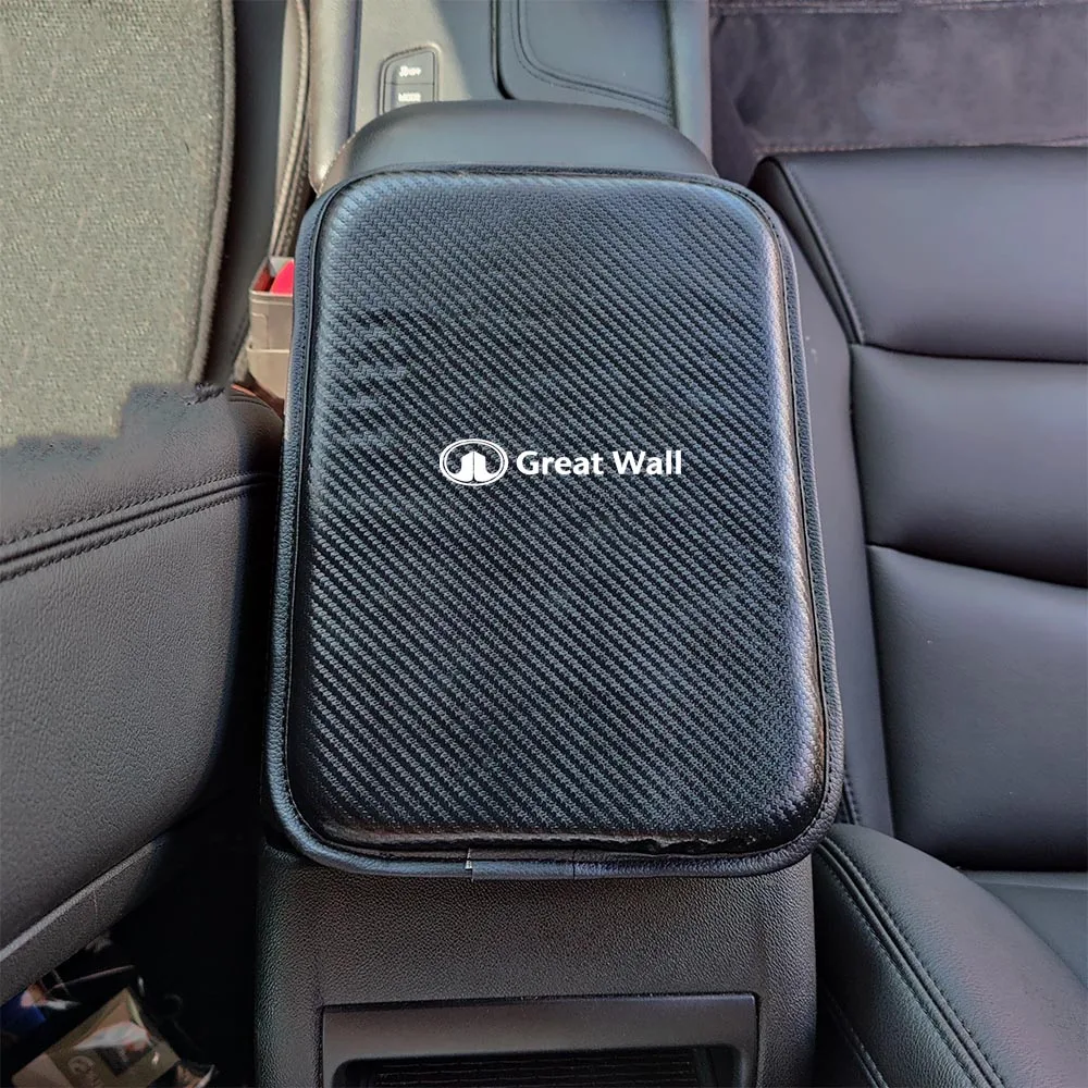 New leather Carbon Fiber Car Armrests Storage Box Cover Pad For Great Wall HAVAL H5 Safe M4 STEED GWM Wingle 5 Deer Voleex C30