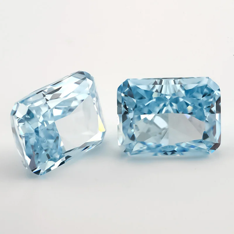 JIANGYUANGEMS 26#Ice Blue Octangle Radiant Crushed Ice Cut Cubic Zirconia Stone 5A Zircon Loose CZ Synthetic Gems For Jewelry