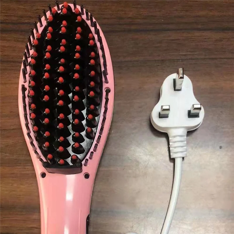 Alisador de cabelo de aquecimento rápido, escova reta de aquecimento, estilo rápido, ferros planos portáteis, alisamento pente, UK Plug