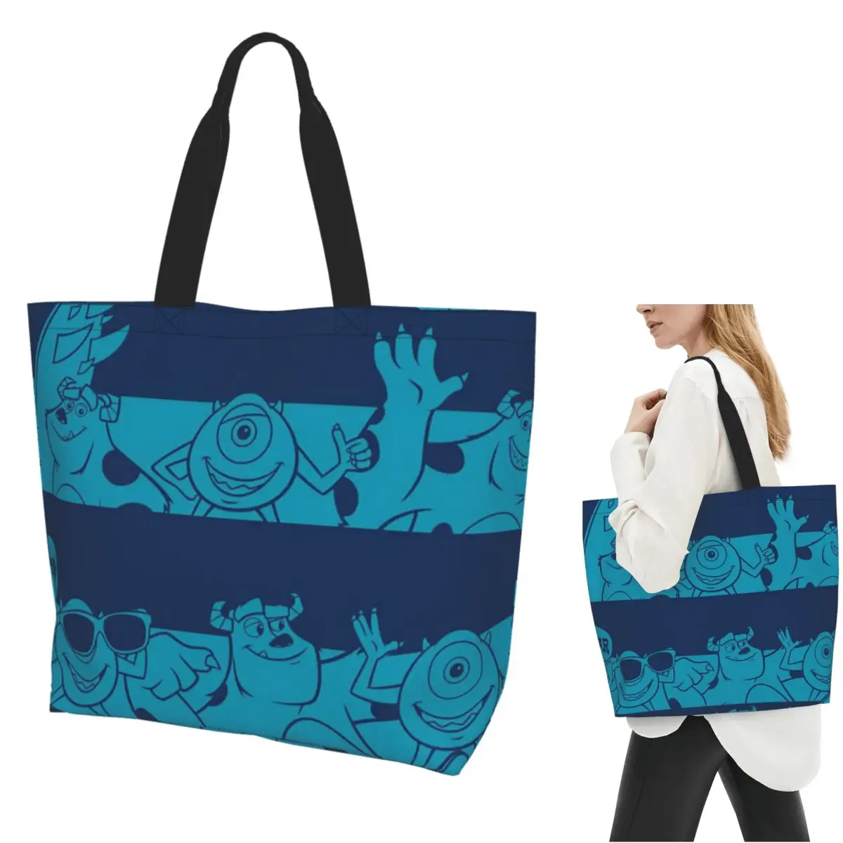 

Monsters Sulley Shopping Tote Bag Canvas Large Capacity Shoulder Bags Shopper Grocery Handbag for Women
