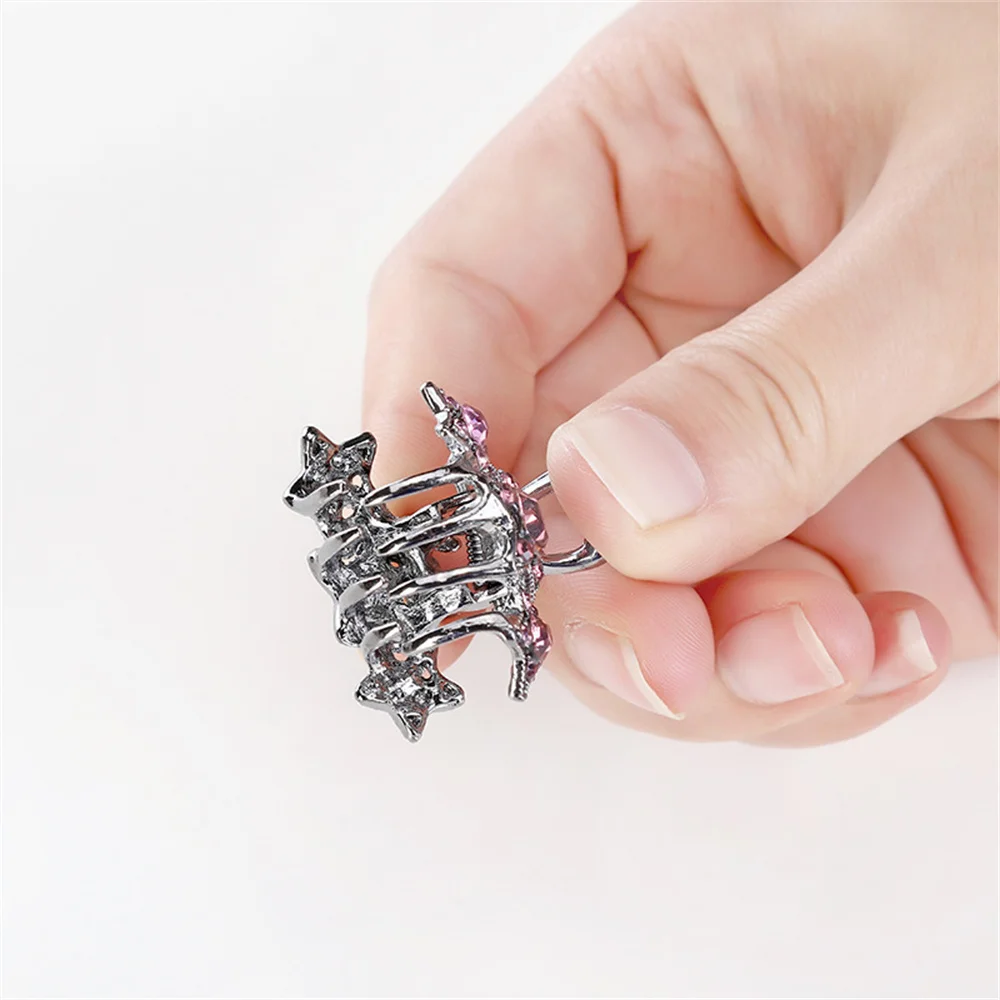 1pc Cute Mini Metal Crystal Hair Claws For Girl Women Fashion Non-Slip Rhinestone Swan Butterfly Design Hair Clips Barrettes