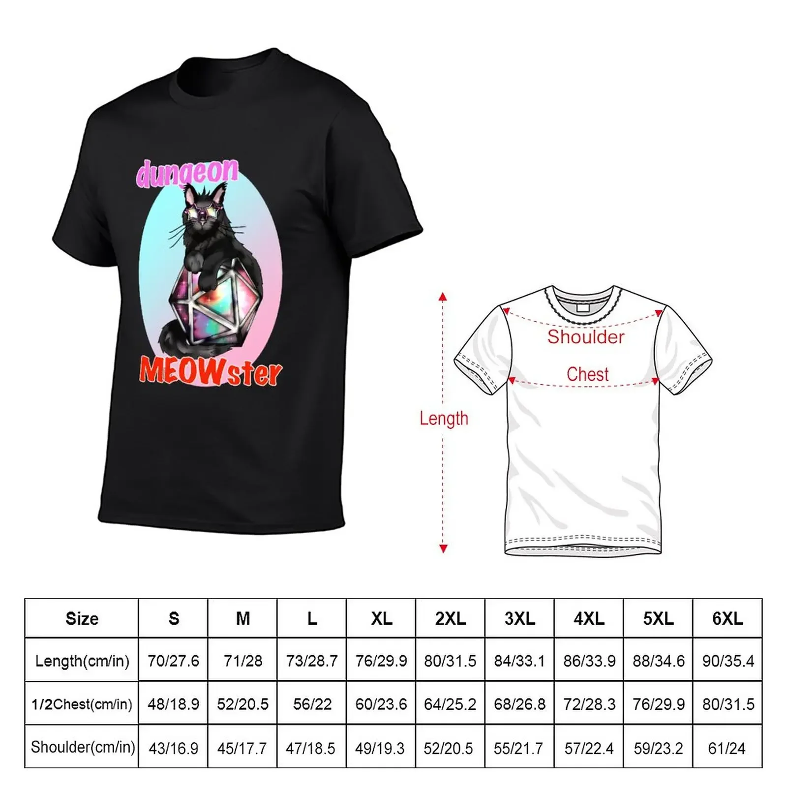 New Black cool cat dungeon meowster with D20 dnd dice T-Shirt Short t-shirt heavyweight t shirts mens t shirt