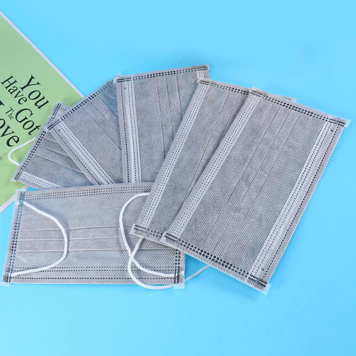 50Pcs Activated Carbon Dust Mask Nonwoven Fabric Disposable Face Cover for Pollution Allergens Deodorization Pollen Smoke