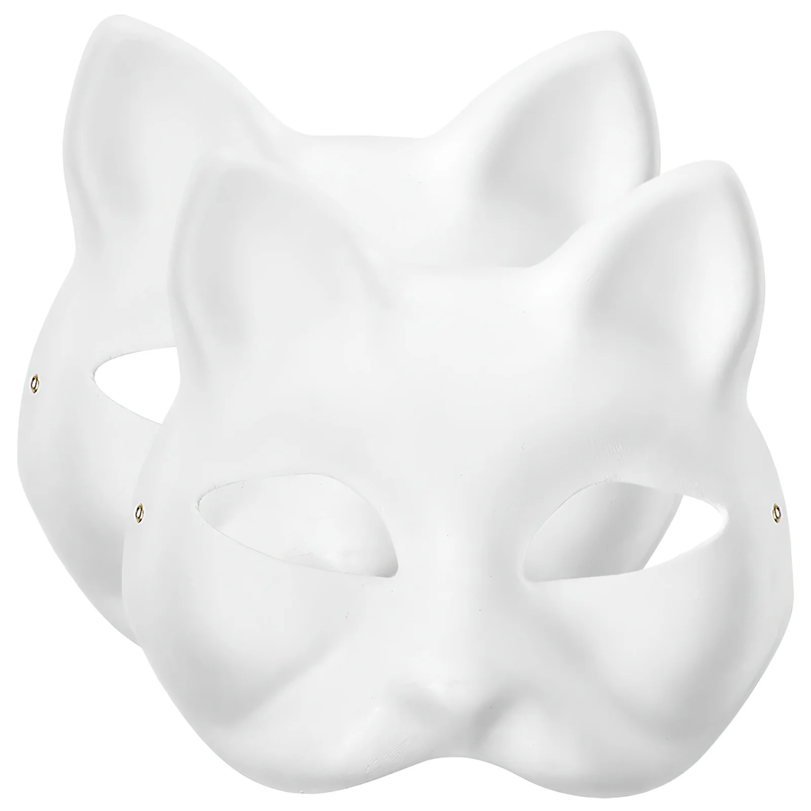 

2pcs Hand Painted Diy Blank Cat Mask For Halloween Carnival Party Paper Masquerade Mask Craft Art Class Kids Adults Play