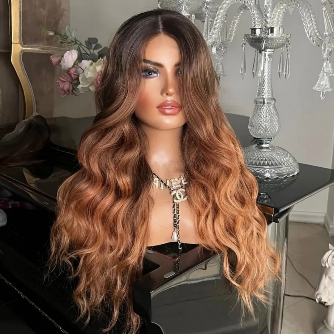 

Body Wave Ombre Brown Glueless Soft 5x5 Silk Base Jewish Human Hair With BabyHair HD Lace European Hair Preplucked