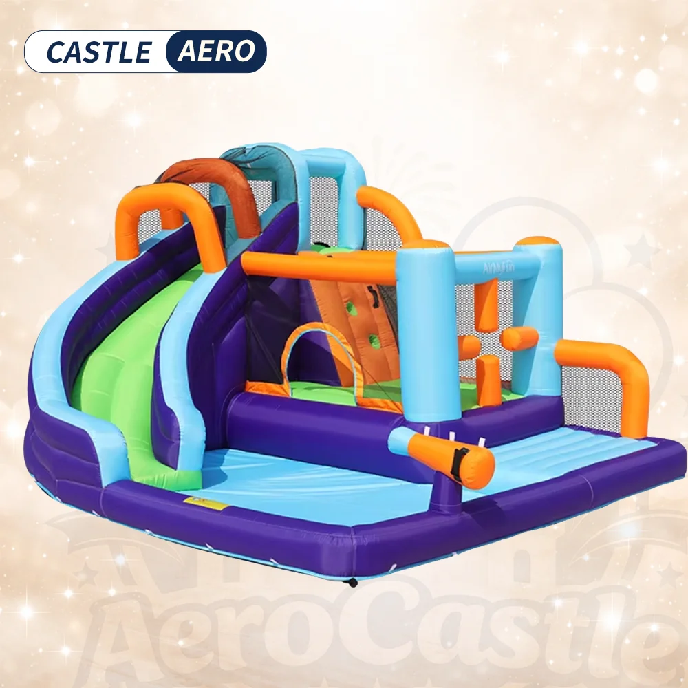 LuckyJump Castillo Hinchable Con Tobogán Y Escalera – Tema Espacial De 400x290x220 Cm Para Multijugador