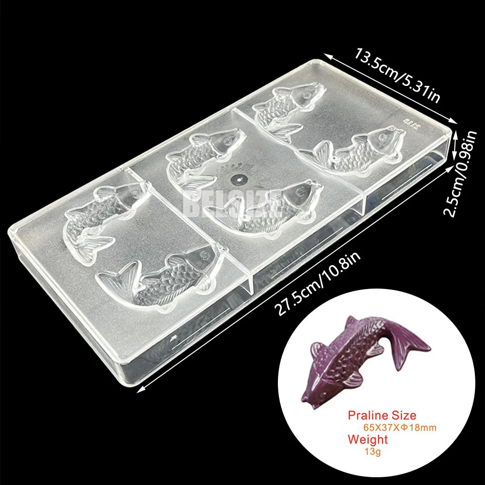 Chocolate Mold Polycarbonate Professional Carp Fish Shaped Chocolate Bonbons Baking Molds Cake Confectionery Molds Baking Tools