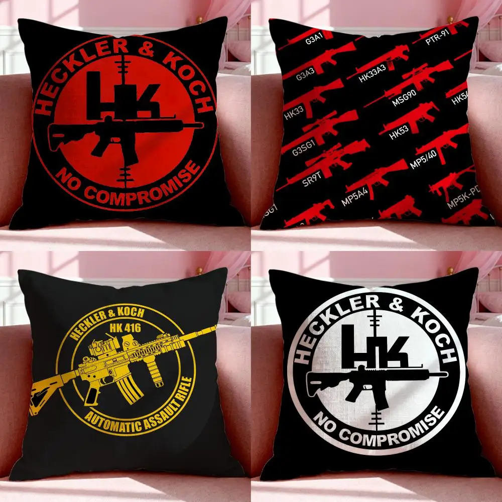 Firearms Brand H-Heckler & KochS Cushion Cover Short Plush Breathable Pillowcase Odorless Invisible Zipper Washable Removable