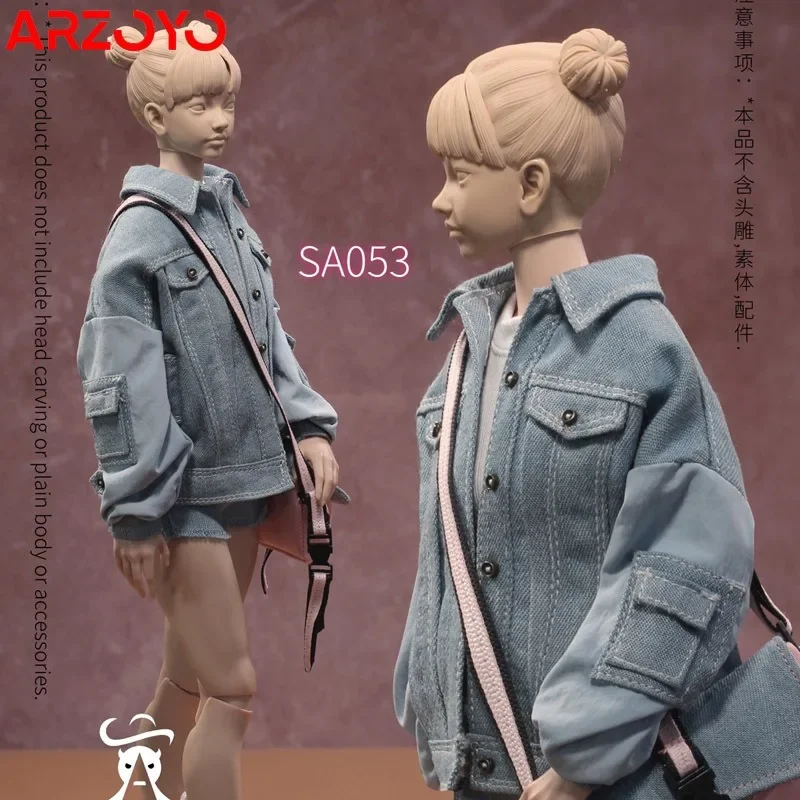 SA Toys SA053 1/6 Female Summer Denim Set Jacket Shorts T-Shirt Socks Bag Clothes Model Fit 12'' Soldier Action Figure Body Doll