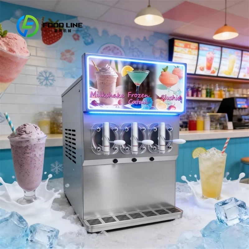 Customized 3 Tank Commercial Slushie Machine Frozen Drink Cocktail Iced Coffee Maker Multifunctional Self Service Equipment