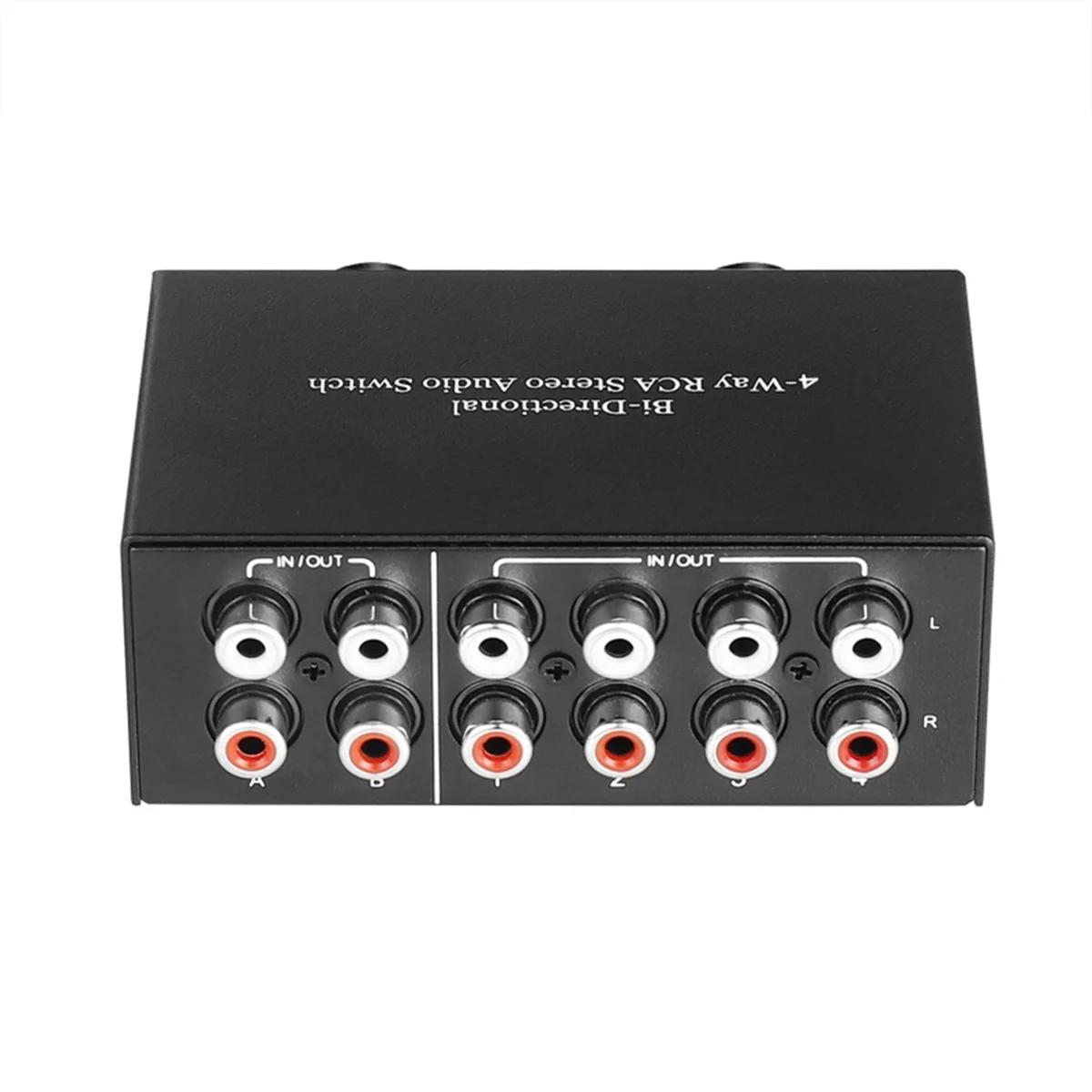 ABAC-4 Way Bi-Directional RCA Stereo Audio Switch 2 in 4 Out or 4 in 2 Out L/R Jack Sound Channel RCA Audio Switcher Selector