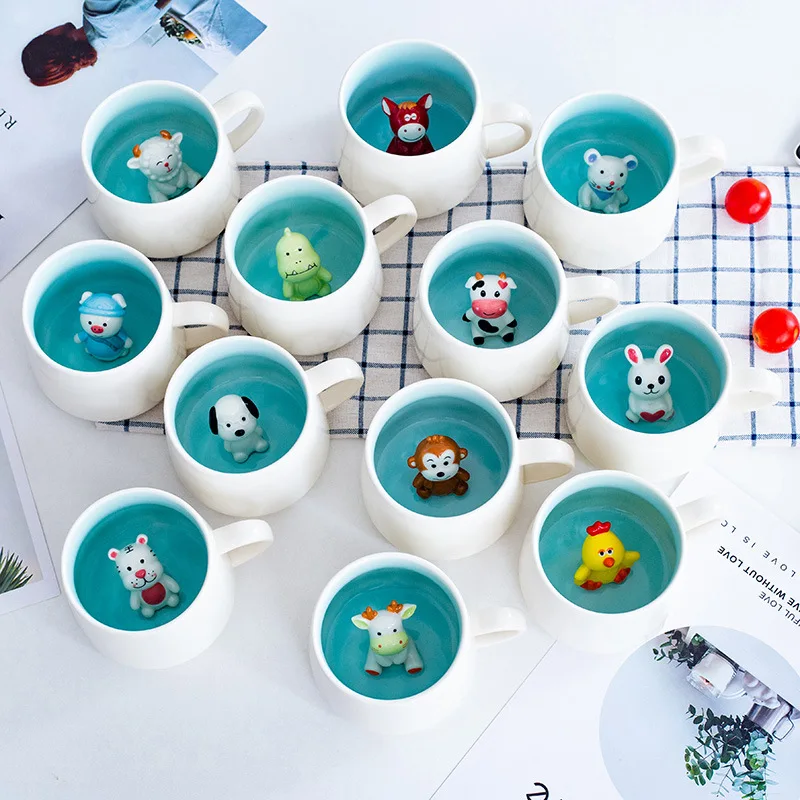 

3D Animal Stereo Ceramic Mug With Lid & Spoon - Large Capacity Minimalist Cartoon Cup for Girls
