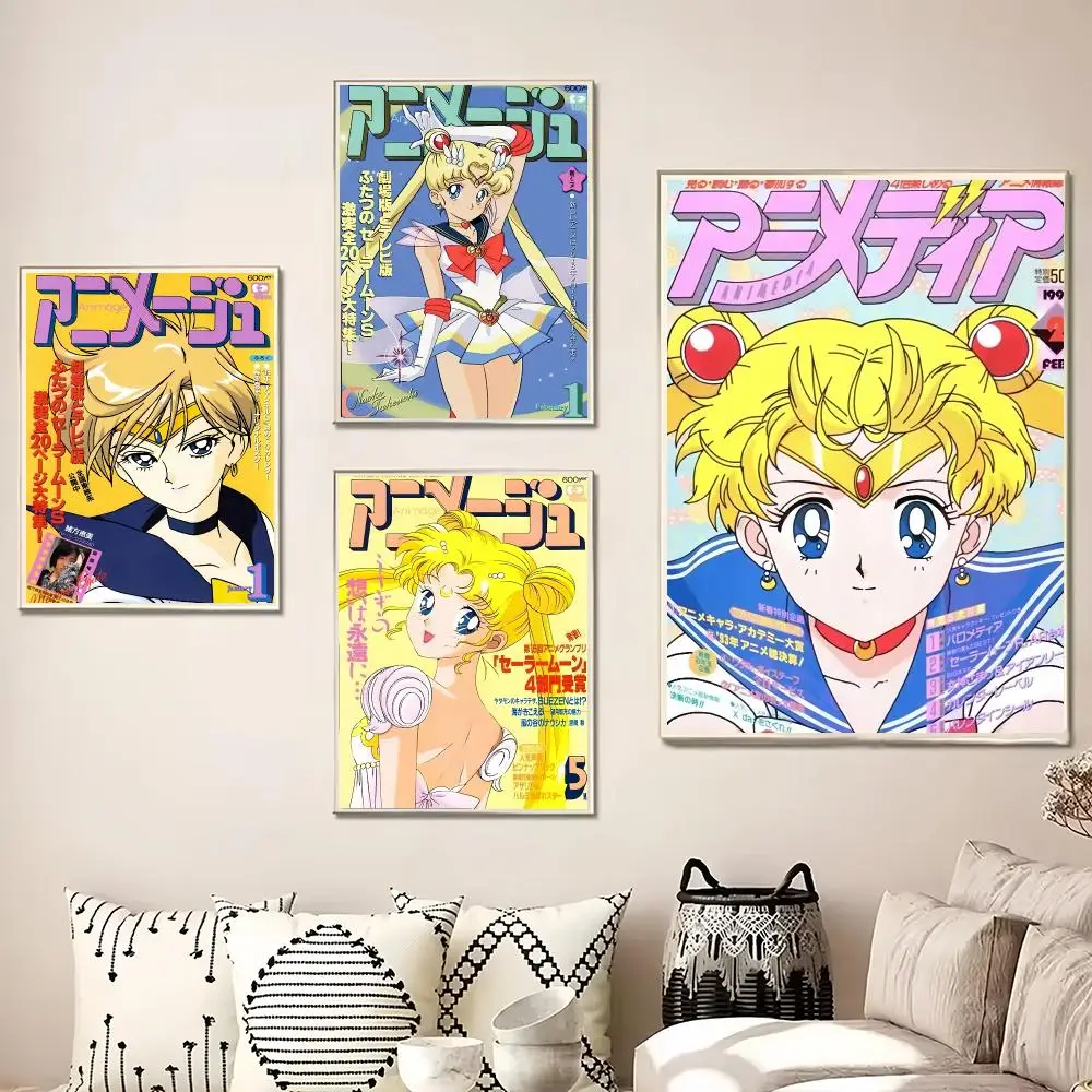 Anime S-Sailor Moon Painting Calligraphy Canvas Poster Wall Art for Living Room Bedroom Cafe Decor Gift
