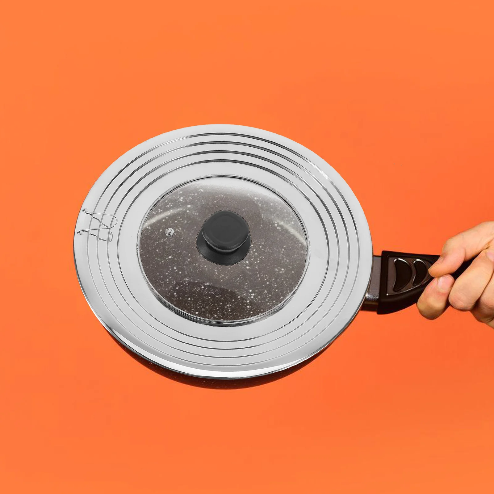 

Stainless Steel Rim Glass Pot Lid Non-Deformable Universal Pan Cover for Cooking Kitchen Pot Frying Pan