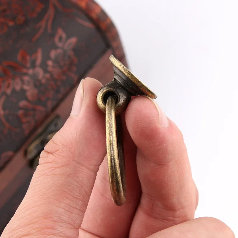 العتيقة برونزية مقابض أدراج خزانة مضمد خزانة خزانة الأثاث تسحب حلقة مقبض صندوق خشبي مقابض مجوهرات مطرقة الباب