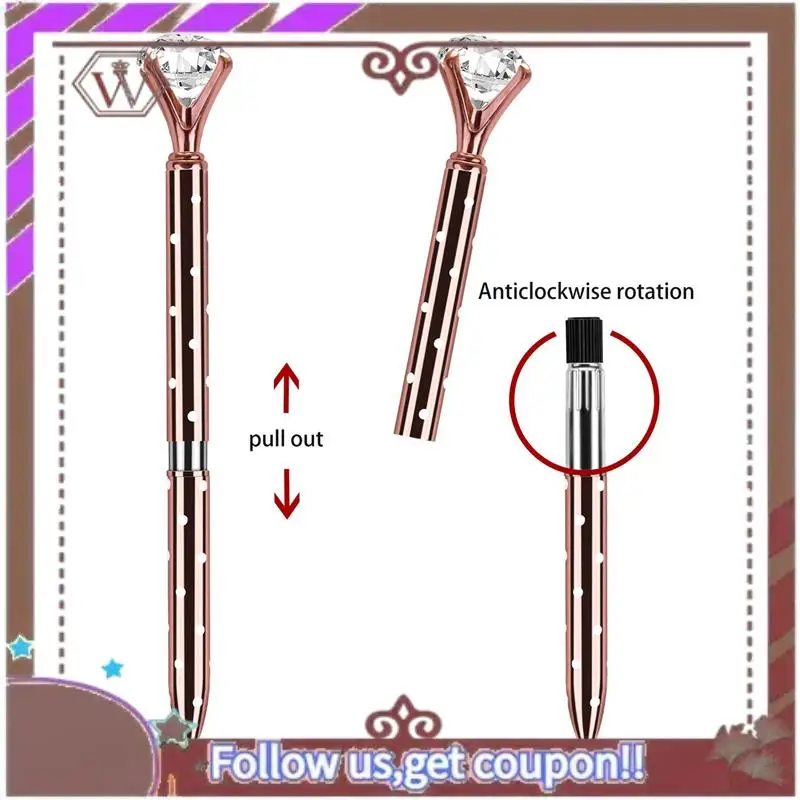 ABBG-20 Pcs Big Crystal Diamond Ballpoint Pen,Metal Ballpoint Pen Office Supplies,With 20 Ballpoint Pen Refills, Black Ink