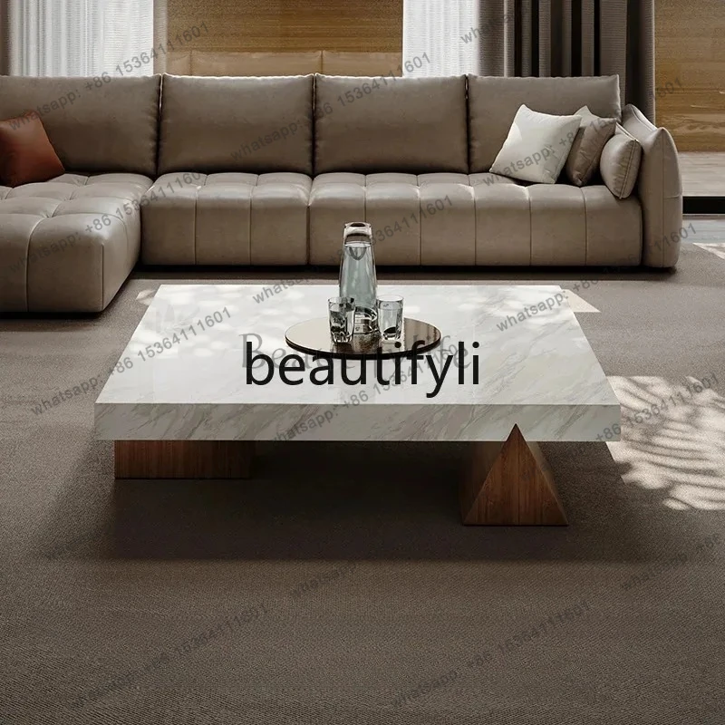 

XX39Marble coffee table living room home modern simple creative solid wood square coffee table