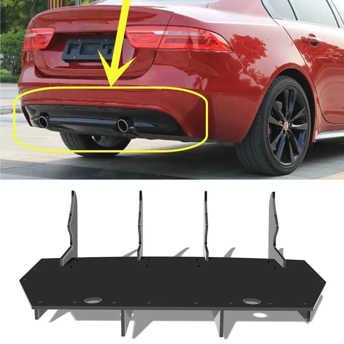

For Jaguar XE 2015-2019 Car Rear Bumper Spoiler Lip Diffuser Modification Part Bumper Guard Protector Cover Car Accessories
