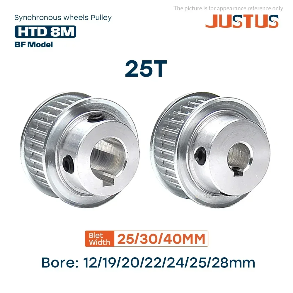 

HTD 8M Synchronous Pulley 25T Bore 8-30mm Teeth Pitch 8 mm Slot Width 27/32/42 mm For 25/30/40 mm 8M Timing Belt