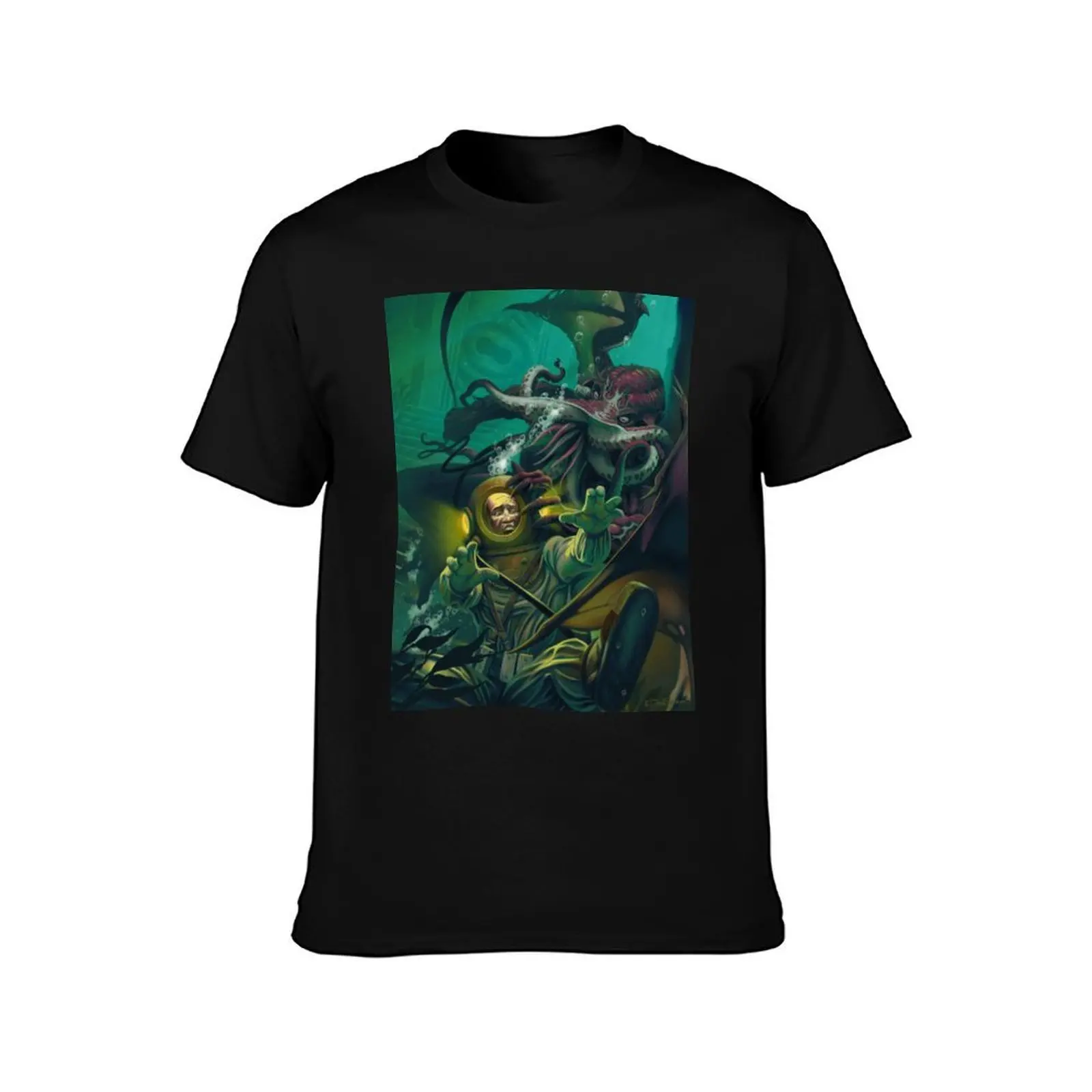 Cthulhu Star Spawn T-Shirt, Summer Casual Cotton Tee, Oversized Streetwear Tops, Vintage Graphic Print, Loose Fit Short Sleeve
