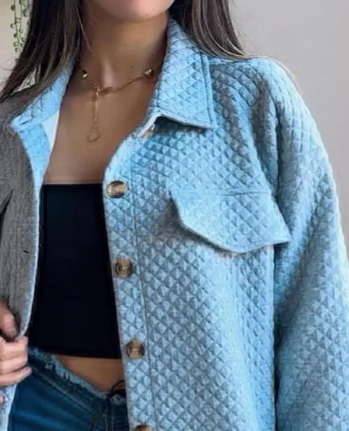 

Woman Blouse 2025 Spring Autumn Fashion Diamond Pattern Long Sleeve Button Down Shirt with Pocket Casual Loose Fit Fall Blouse