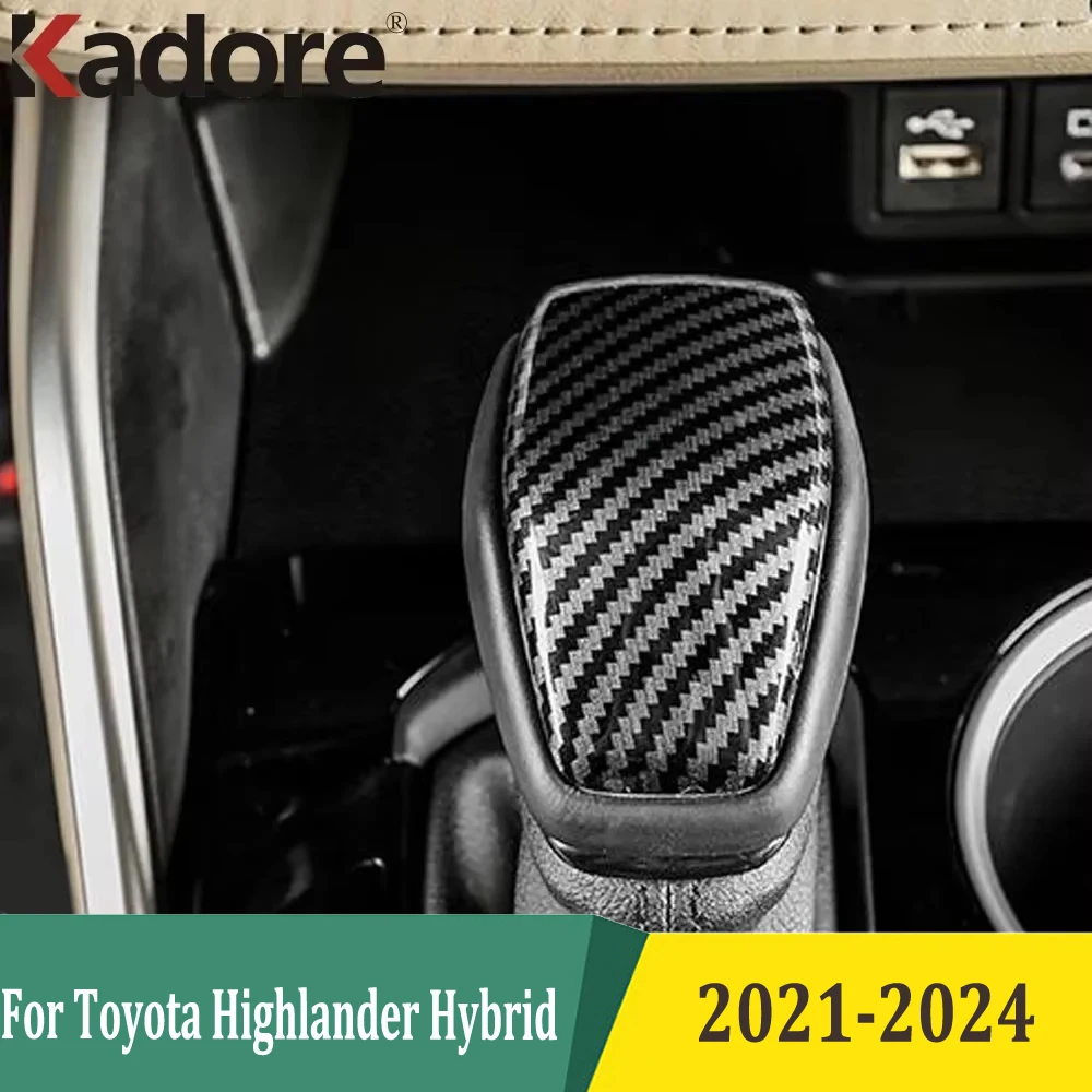 Dla Toyota Highlander Hybrid 2021 2022 2023 2024 Pokrywa dźwigni zmiany biegów Gałka dźwigni zmiany biegów Naklejka samochodowa Akcesoria wewnętrzne Włókno węglowe