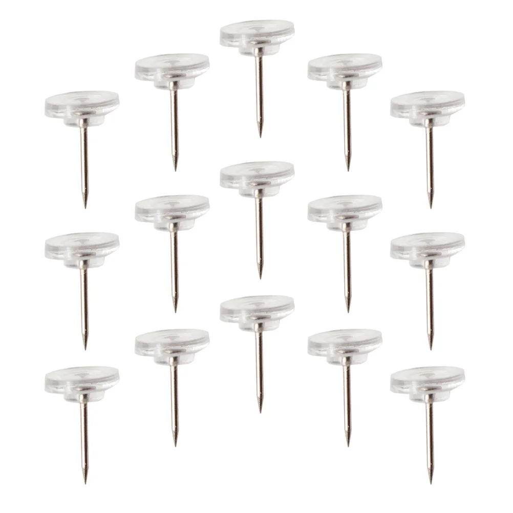 100pcs Clear Flat Head Round Thumb Tacks Transparent Push Pins For Bulletin Board Map Wall Cork Accessories Decorative Tacks