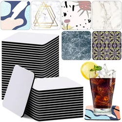 35 Pieces Square Sublimation Coaster Sublimation Blank Cup Mat Blank Rubber Coasters For DIY Home Kitchen Decor