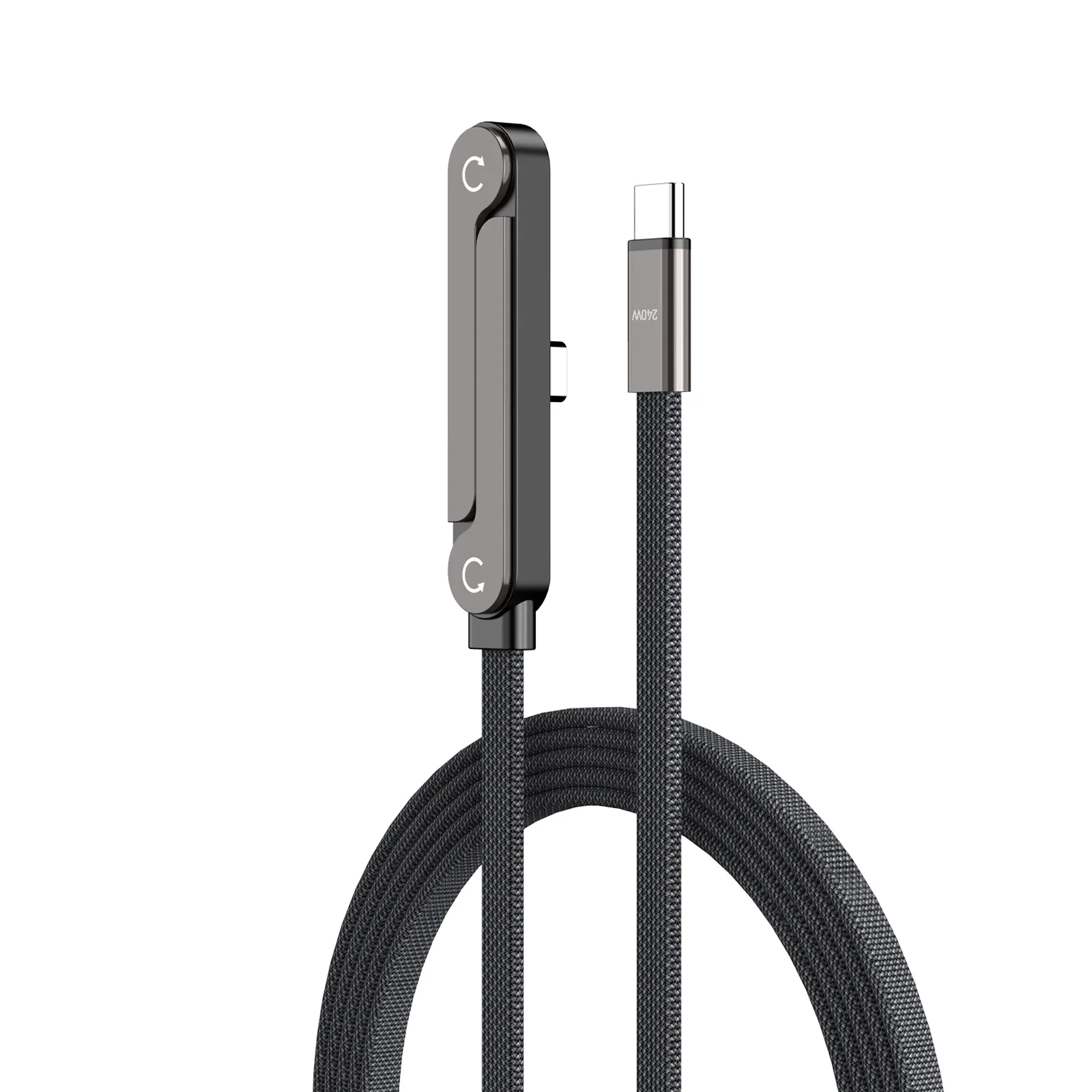 240W Fast Charging Elbow USB C Cable Zinc Alloy Braided with Phone Stand For iPhone 17 16 15 Pro Max Laptop