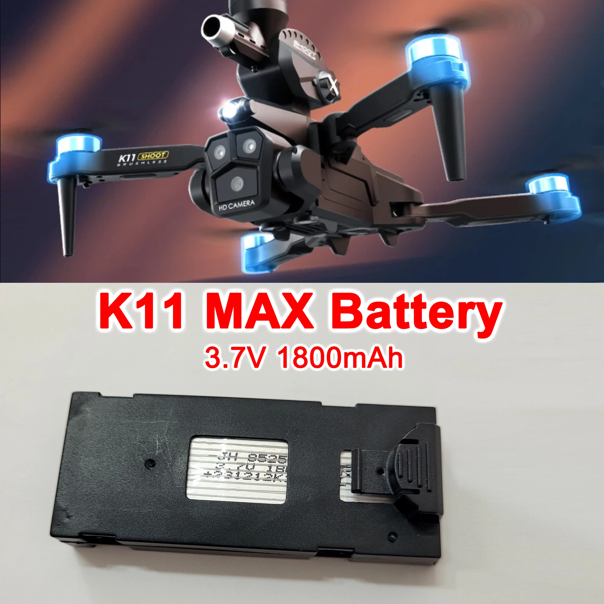 Batterie Lipo d'origine K11 MAX, 3.7V, 1800mAh, partie RC, quadricoptère, accessoire de importateur, 1 pièce, 2 pièces