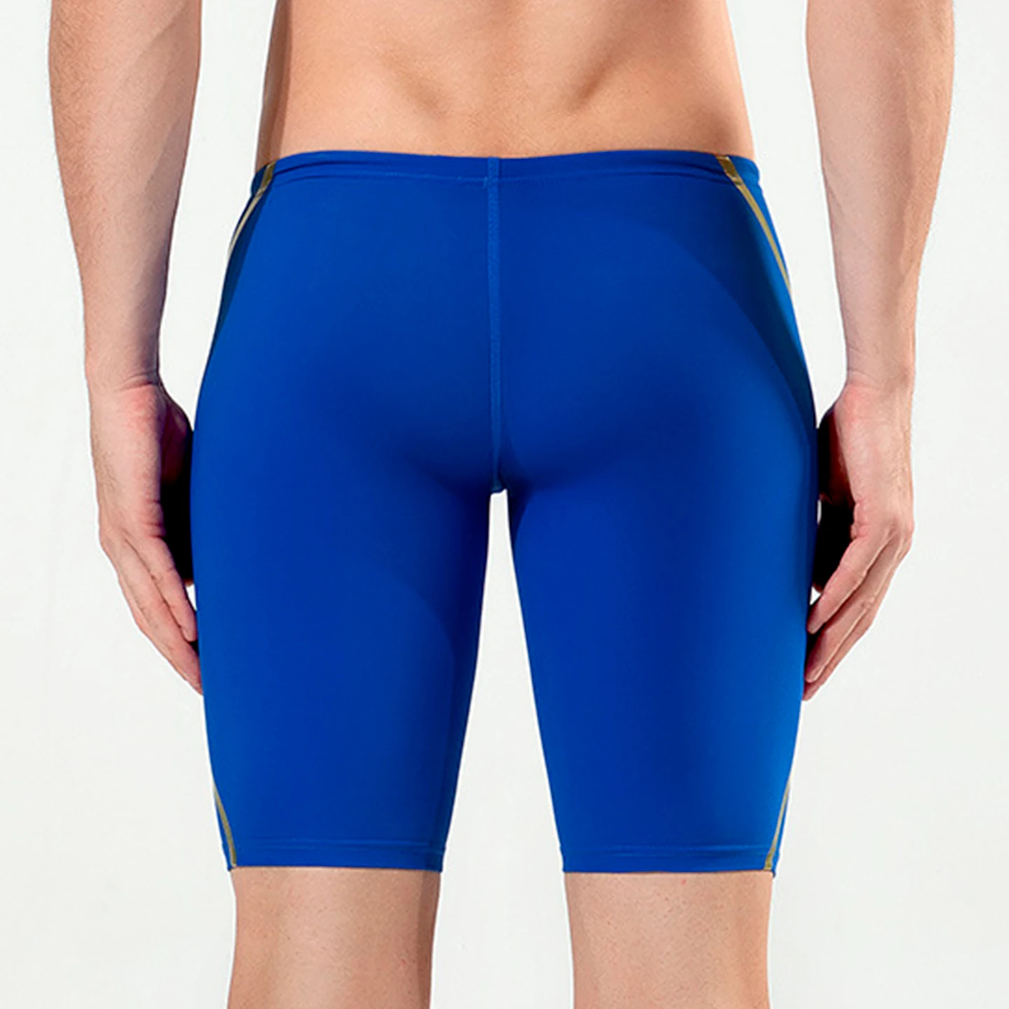 Yingfa professional swimming competition training knee-high quick-drying blue men's swimming trunks