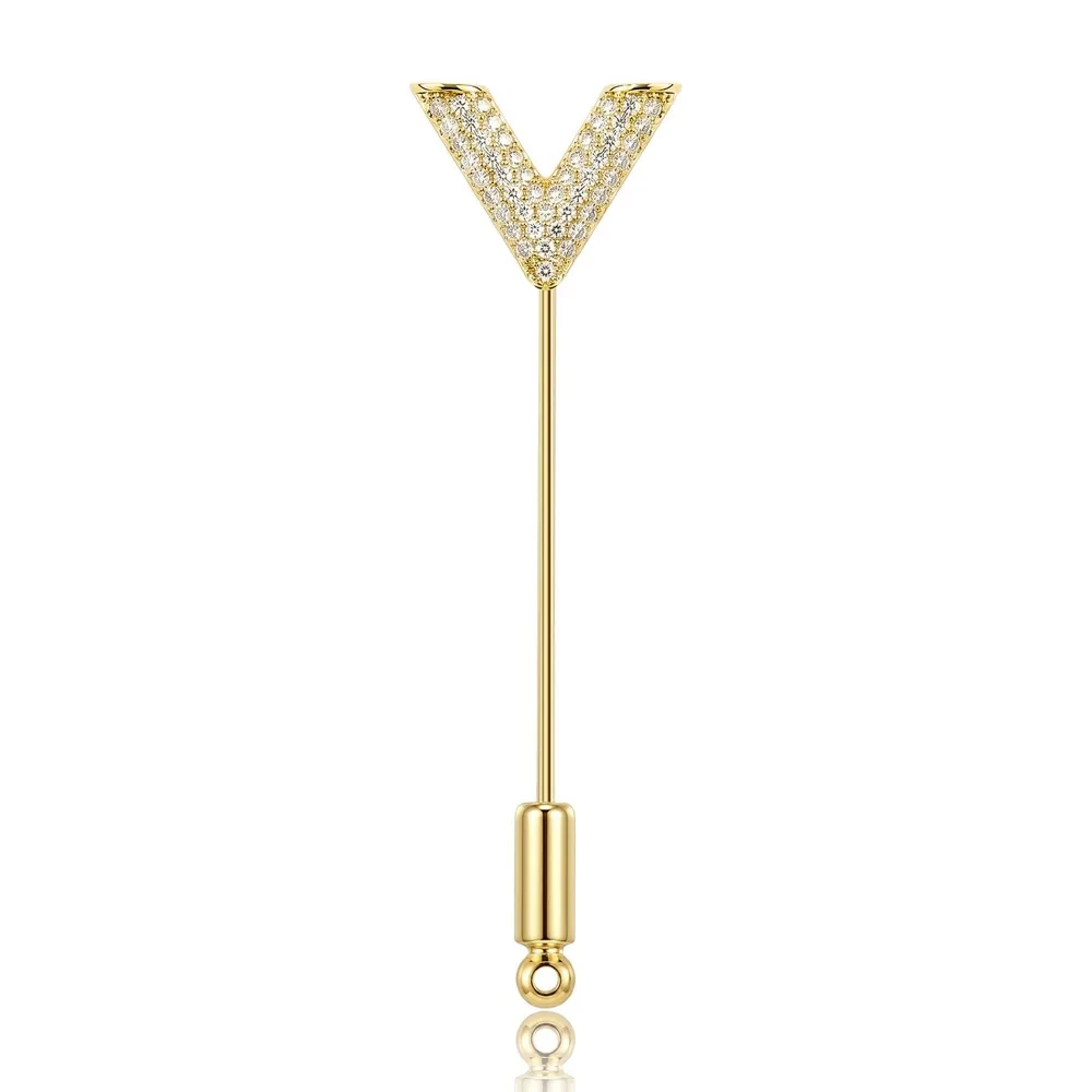 New Fashion V-shaped Brooch Pins for Women and Men Long Needle Lapel Pin Korean Trendy Clothing Accessories Jewelry