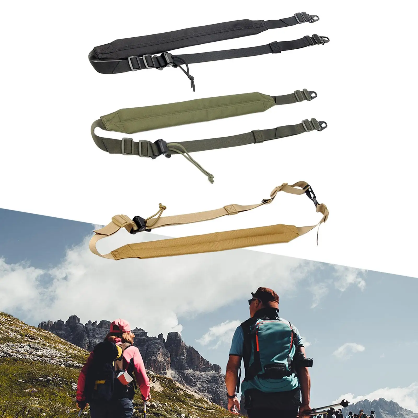 Sangle légère à deux points pour le trekking, le camping, la pêche, la randonnée, les outils de plein air, la structure réglable, la sangle initiée, les accessoires