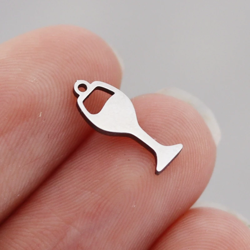 3pcs Stainless Steel Wine Glass Charms for Jewelry Making Earrings Bracelets diy Accessories Pendant Waterproof Metal Materials