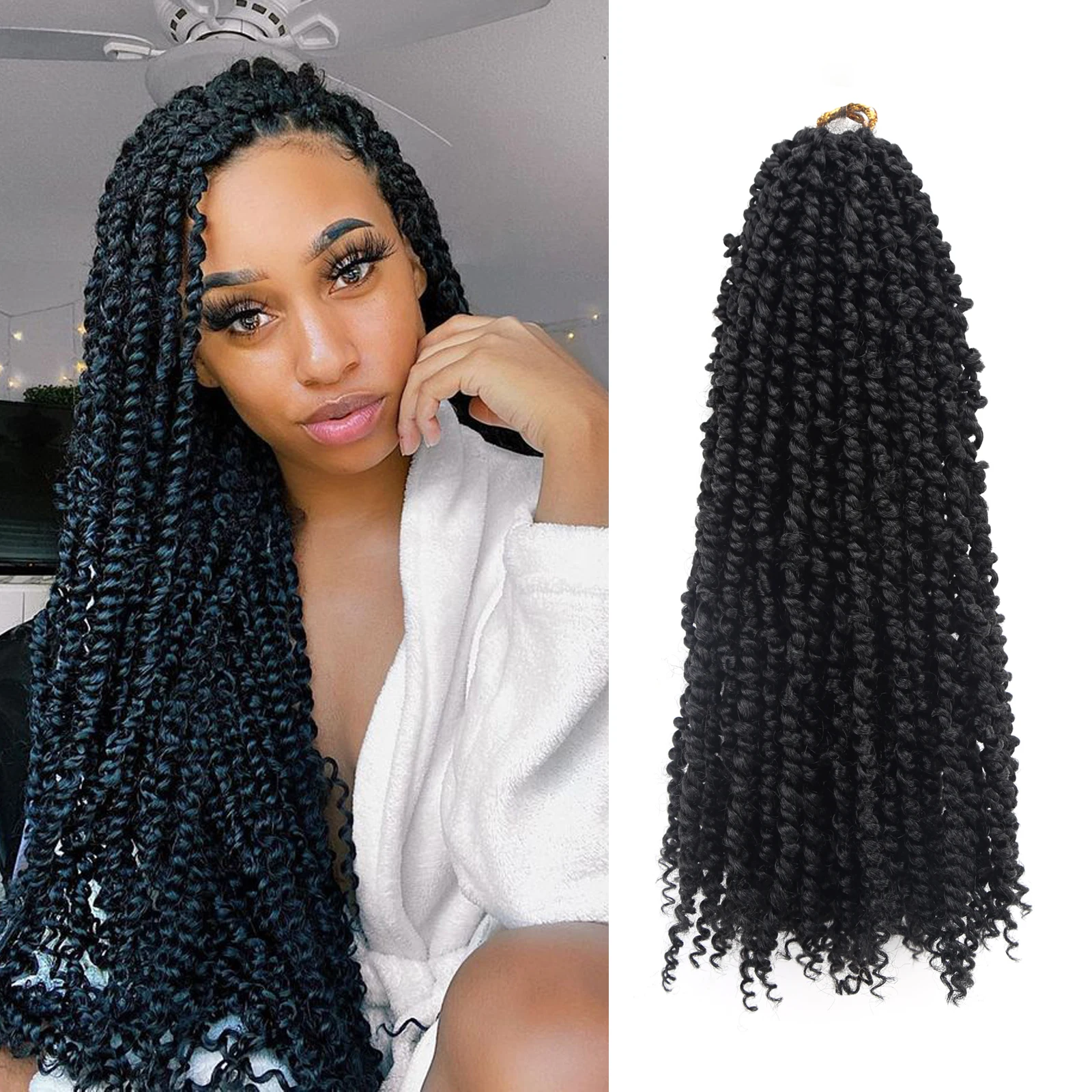 Torção de paixão pré-torcida Crochet cabelo, trança sintética macia, pré-looped, 30"