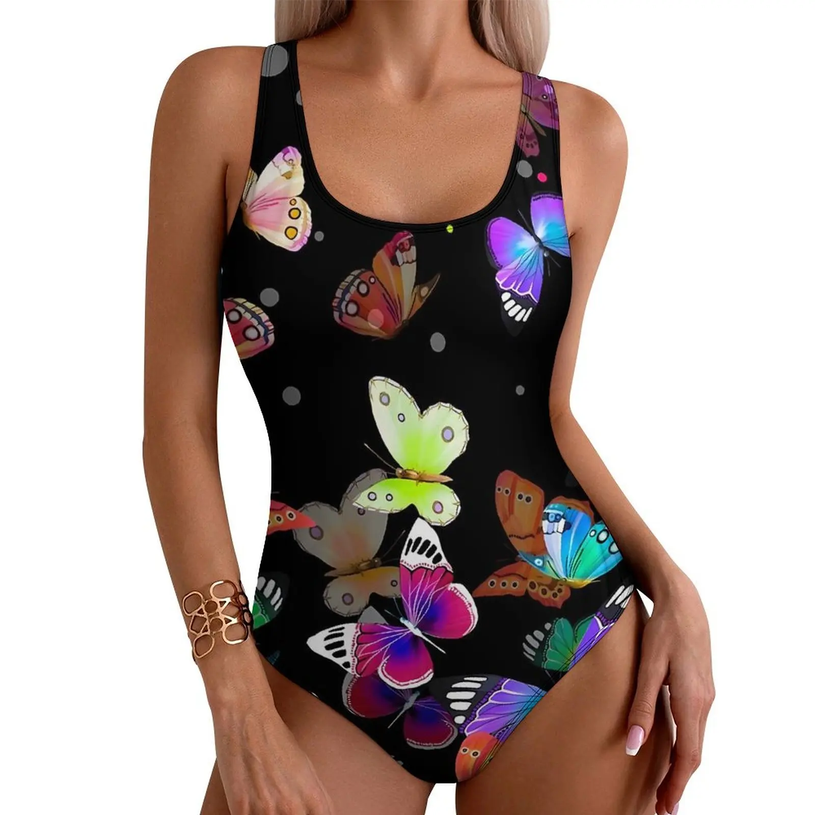 

Colorful Butterflies Swimsuit Animal One Piece Swimwear Push Up Trendy Bathing Suit Sexy Holiday Rave Design Beach Outfits