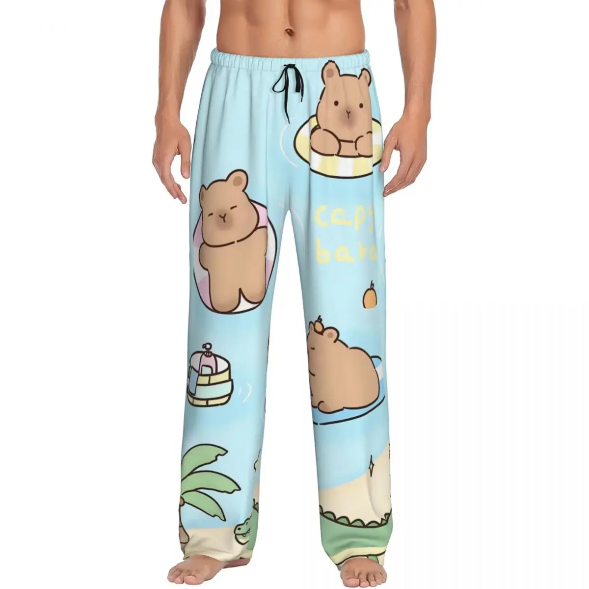 

Custom Capybara Pajama Pants for Men Cute Anime Lounge Sleep Stretch Sleepwear Bottoms with Pockets