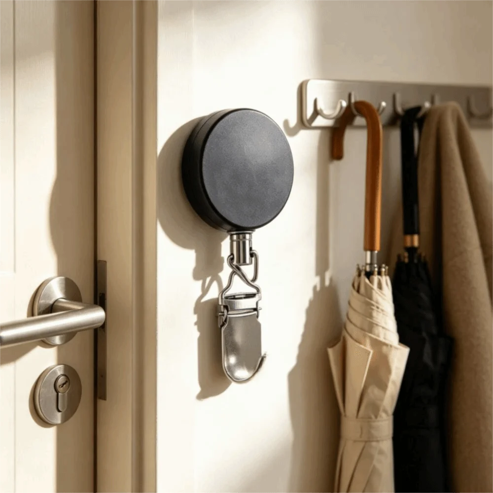 Retractable Buckle Retractable Towel Rack Automatic Retractable Self-Adhesive Self-Adhesive Towel Rack Wall-Mounted