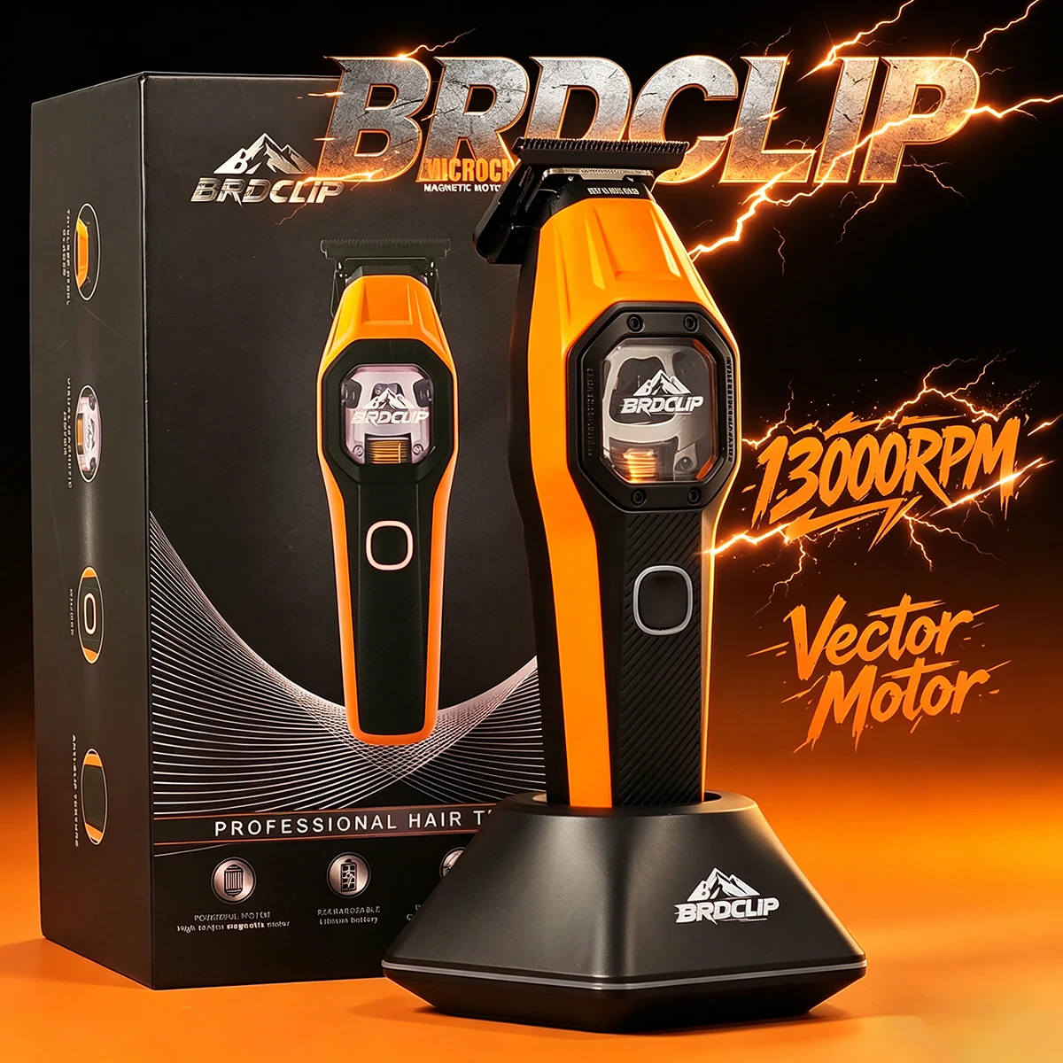 Professional Electric Trimmer BRDCLIP Orange 2602 Trimmer Electric Cordless Hair Salon Low Noise Quality Men's Hair Clipper