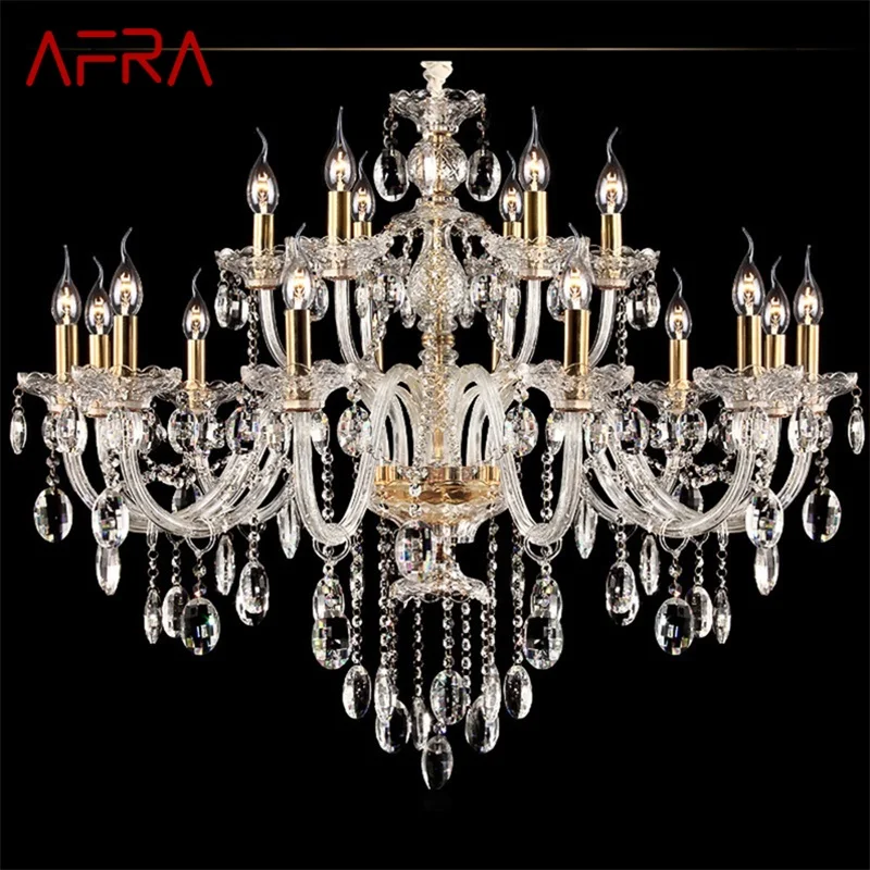 

AFRA Crystal Chandelier Lamp European Style Hanging LED Candle Pendant Light Decorative Fixtures for Home Living Room