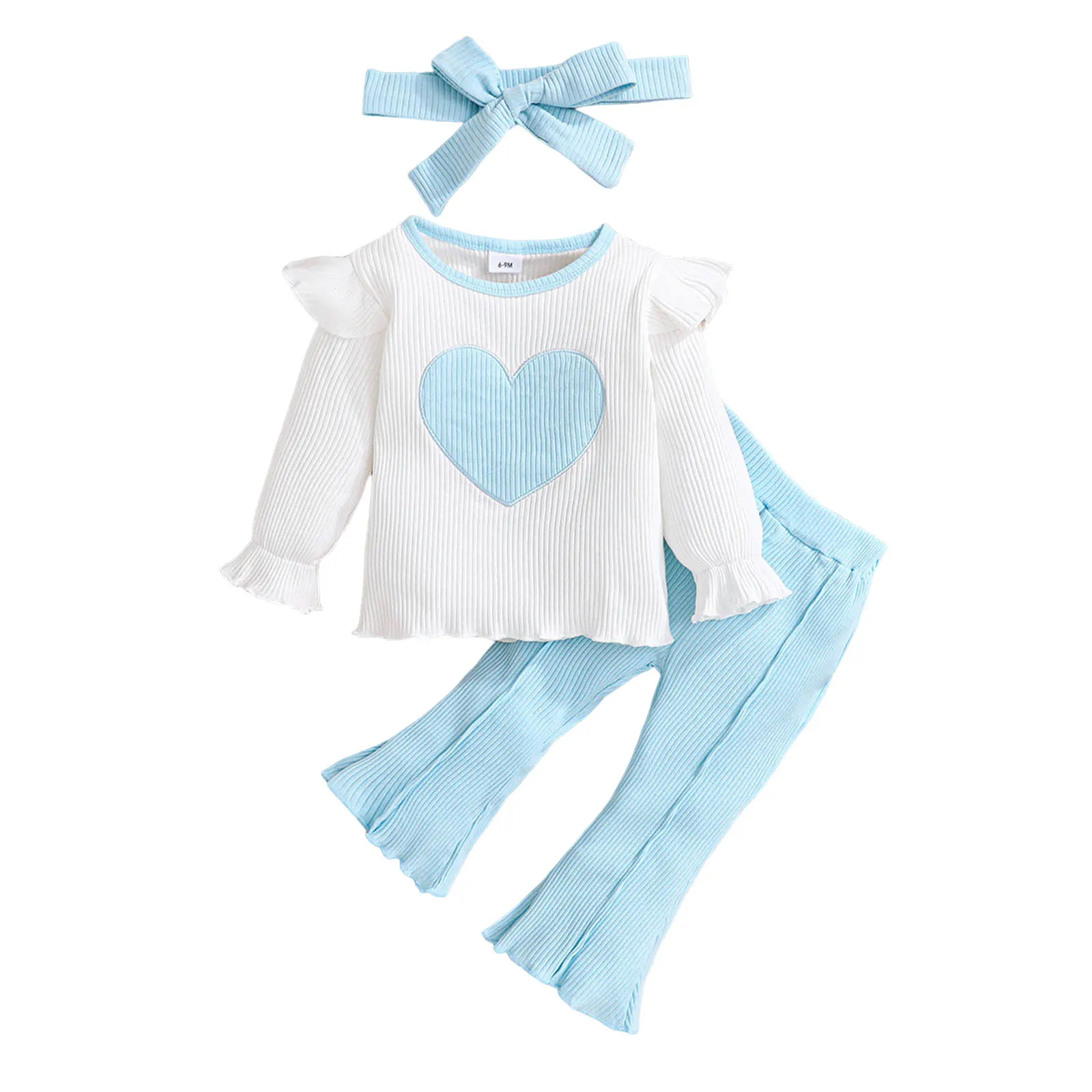 

Infant Girl Take Home Outfit Girls Fashionable And Comfortable Set Long Sleeved Top Flared Pants Infant Girl Long Sleeve Romper