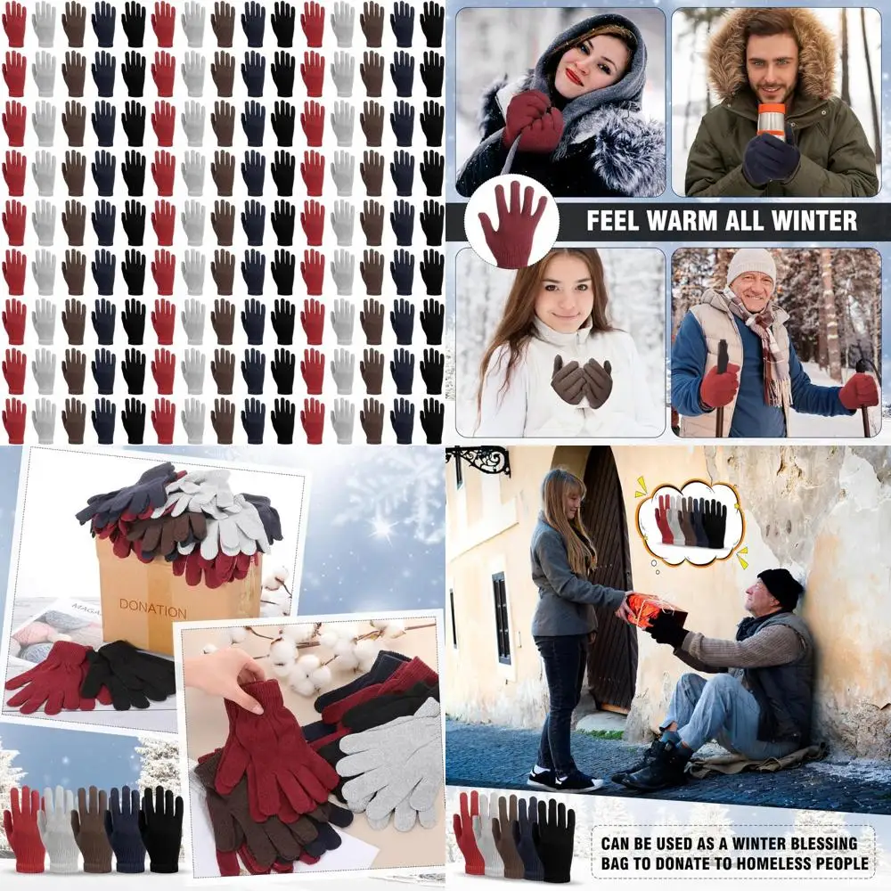 

Bulk Winter Warm Knit Gloves for Men and Women - Stretchy and Comfortable for Homeless Donations