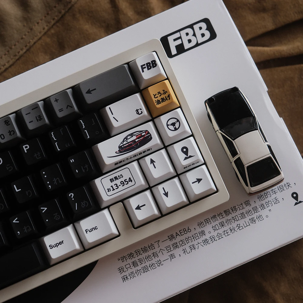 

Колпачки для клавиш FBB Drift AE86 145 клавиш PBT Dye-Sub, индивидуальный профиль вишневого цвета для игровой механической клавиатуры Mx Cherry Switch 68 75% 87 DIY