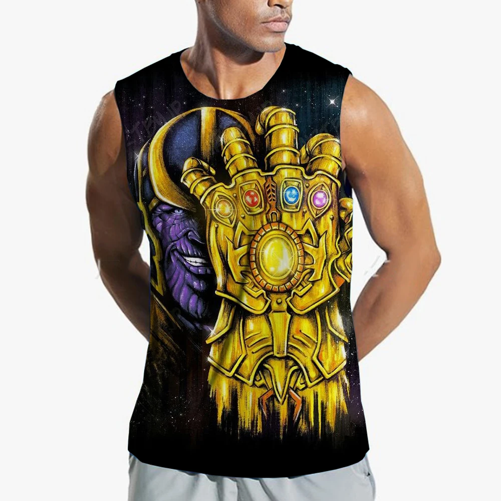 Marvel Thanos Summer Men Kids Tank Top Sleeveless Vest T-Shirt Fashion Clothing Boys Girls Casual Streetwear Cartoon Outfit